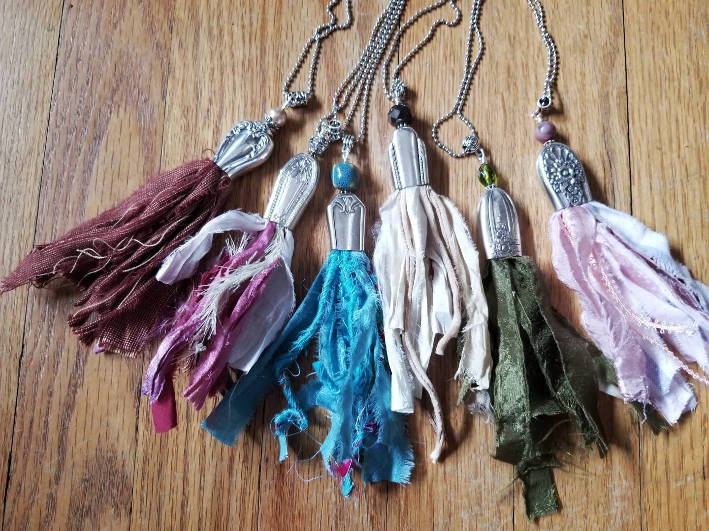 Silverware Jewelry, Knife Necklace, Tassel Pendant, Silverware, Handmade Jewelry, Boho Jewelry, Tassel Necklace, Silverware Necklace
