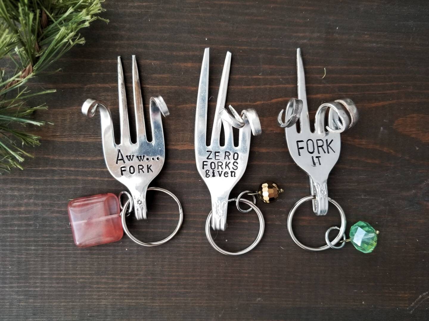 Fork Key Chain, Stamped Fork, Funny Valentine Gift, Custom Key Chain, Funny Gifts, Fork It Key Chain, Gifts Under 20, Handmade Gift