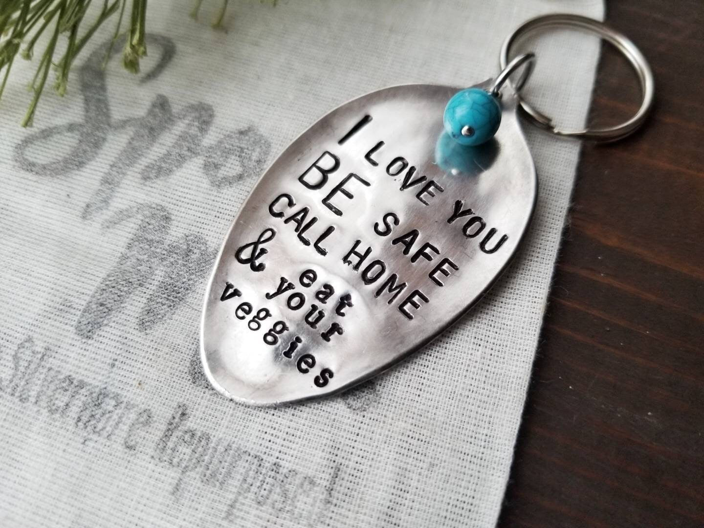 Spoon Key Chain, I Love You Gift, Friend Gift, Gifts From Mom, Stamped Spoon, Gifts for Kids, New Driver Gift, Gifts under 25, College Gift
