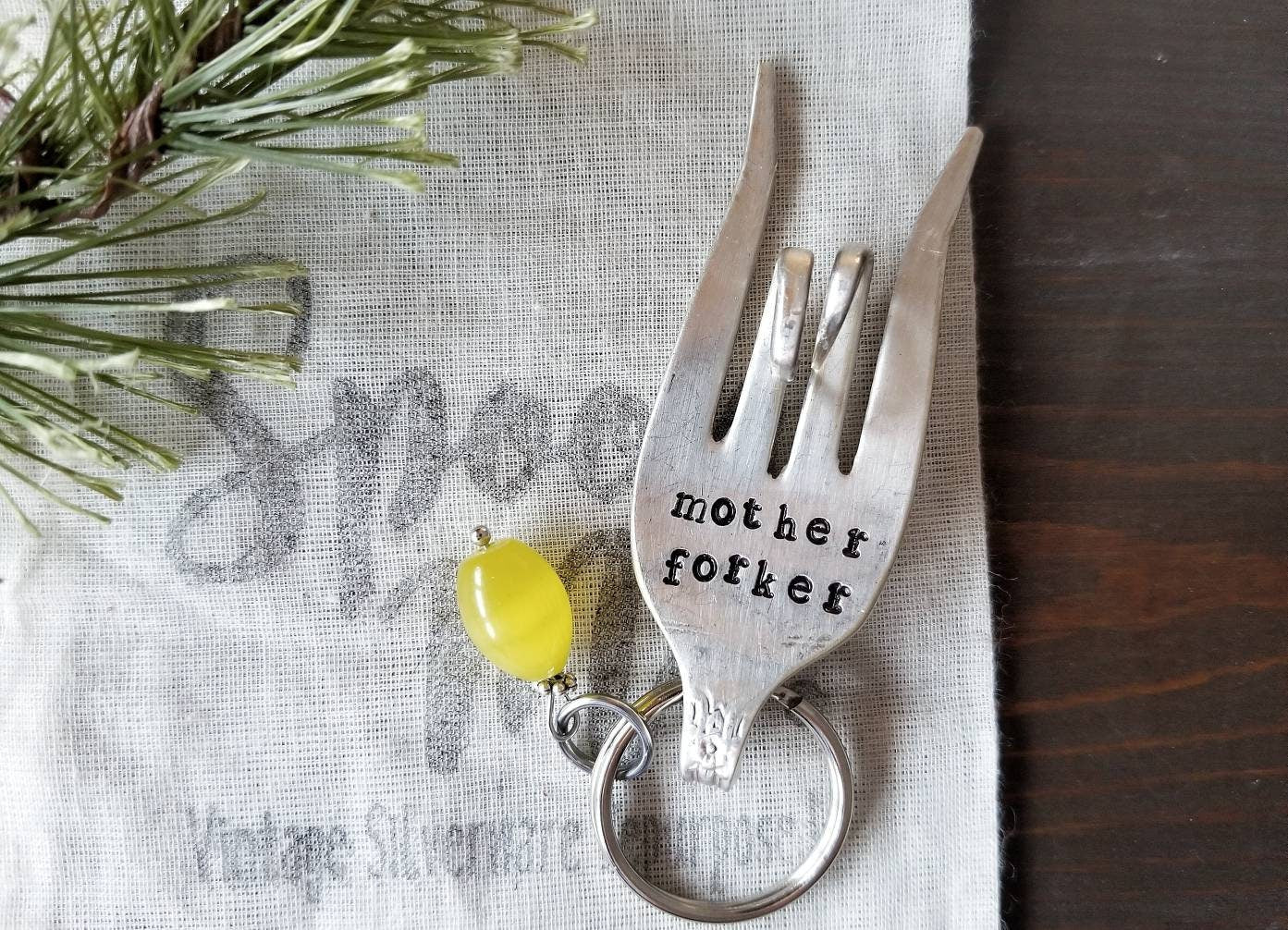 Fork Key Chain, Stamped Fork, Stamped, Fork Gifts, Funny Gifts, Silverware Key Chain, Gifts Under 20, Handmade Gift