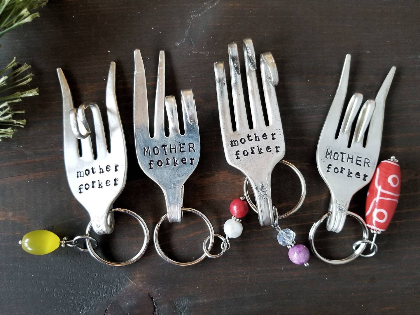 Fork Key Chain, Stamped Fork, Stamped, Fork Gifts, Funny Gifts, Silverware Key Chain, Gifts Under 20, Handmade Gift