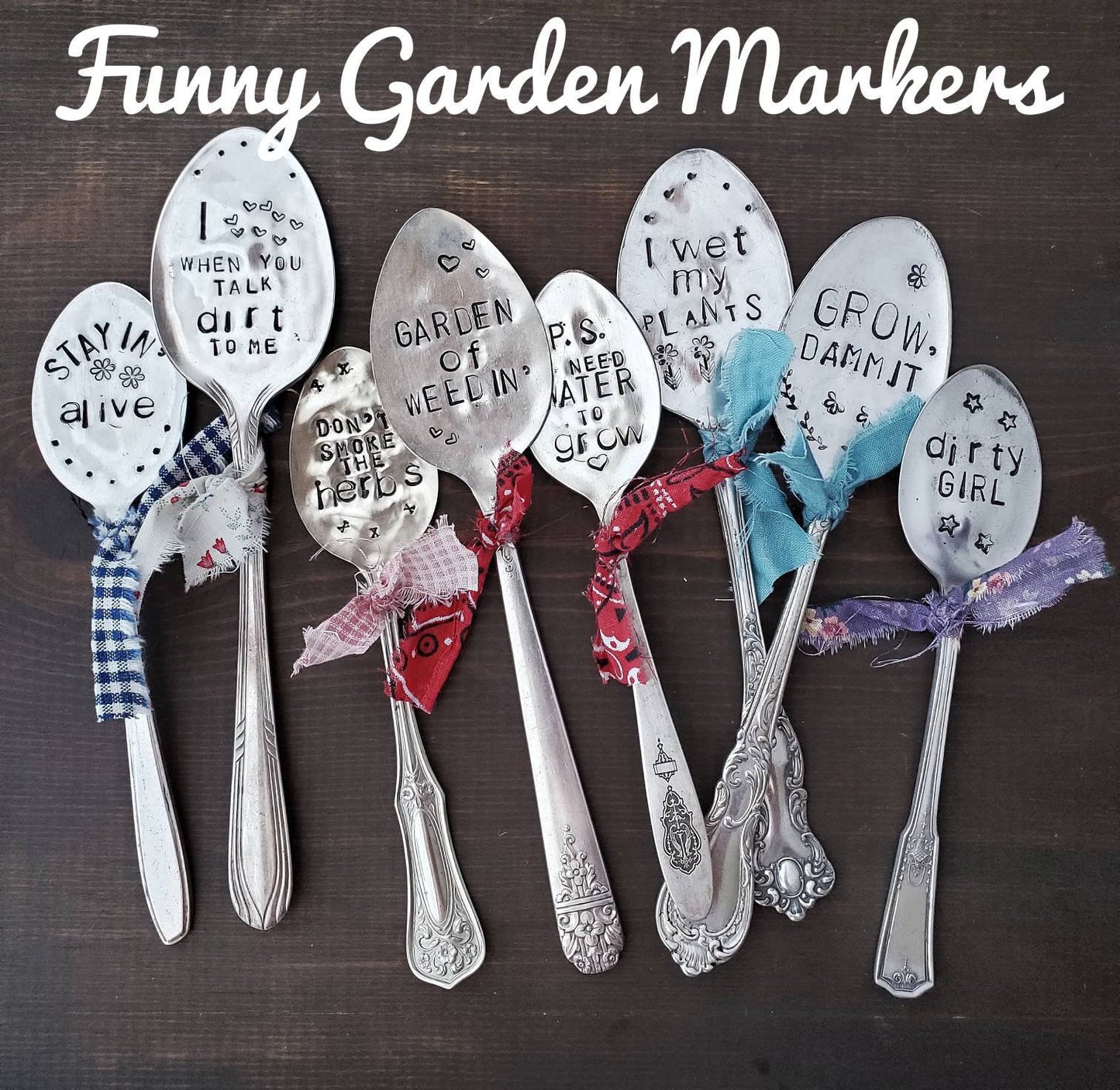 Plant Marker, Grow Dammit, Herb Garden, Personalized Plant Marker, Funny Garden Gift, Stamped Spoon, Gardener, Funny Planter, Housewarming