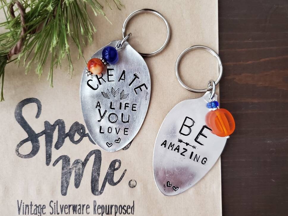Personalized Key Chain, Custom Gift, Stamped Spoon, Valentine's Gift, Wedding Gift, Birthday Gift, New Home, Grandma Gift, Wine Tie On