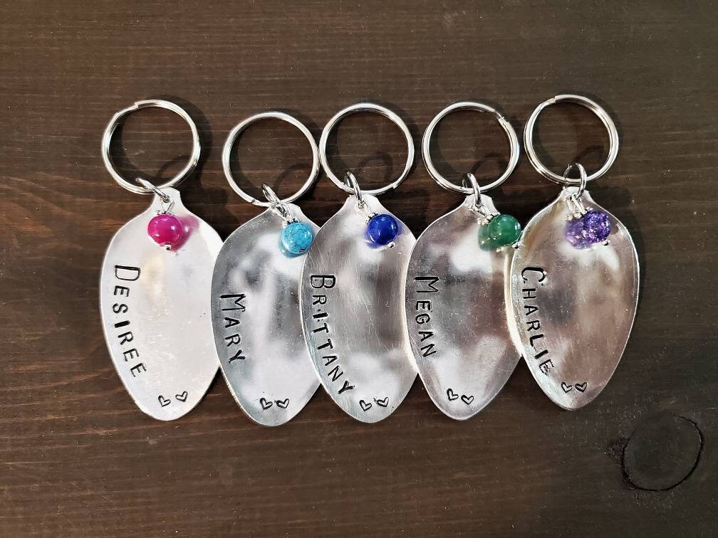 Personalized Key Chain, Custom Gift, Stamped Spoon, Valentine's Gift, Wedding Gift, Birthday Gift, New Home, Grandma Gift, Wine Tie On