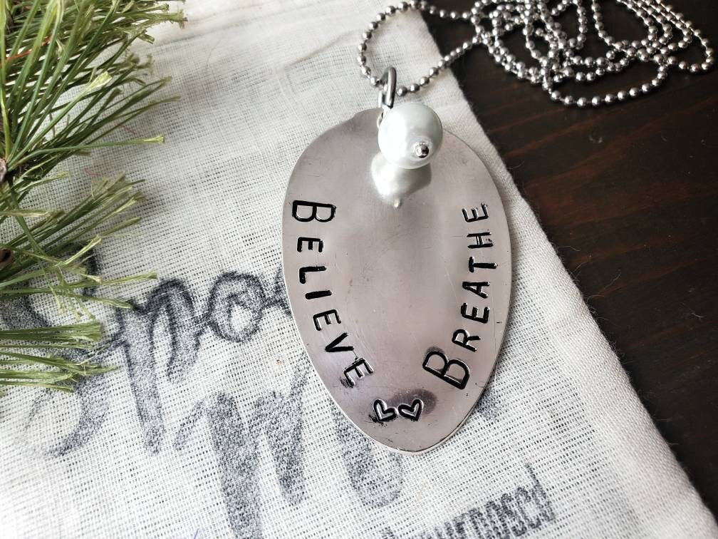 Spoon Jewelry, Silverware Jewelry, Spoon Necklace, Gifts For Her, Believe, Breathe, Best Friend Gift, Handmade Gift, Gifts under 25