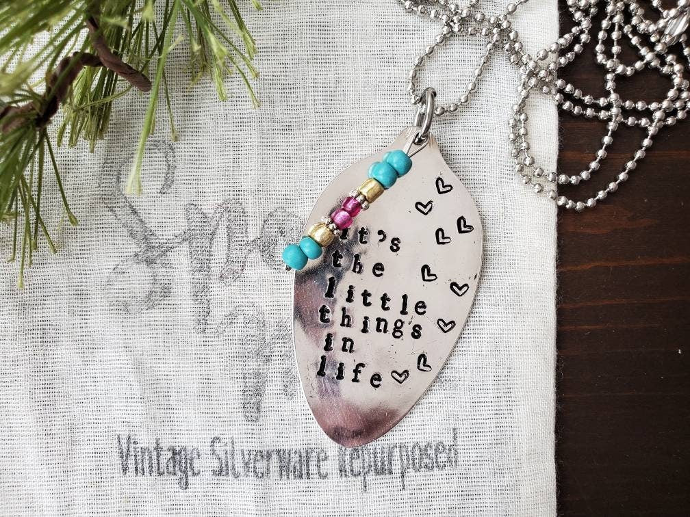 Stamped Spoon, Spoon Jewelry, Silverware Jewelry, Hand Stamped, The Little Things, Spoon Necklace, Pendant, Silver, Handmade Jewelry, Boho