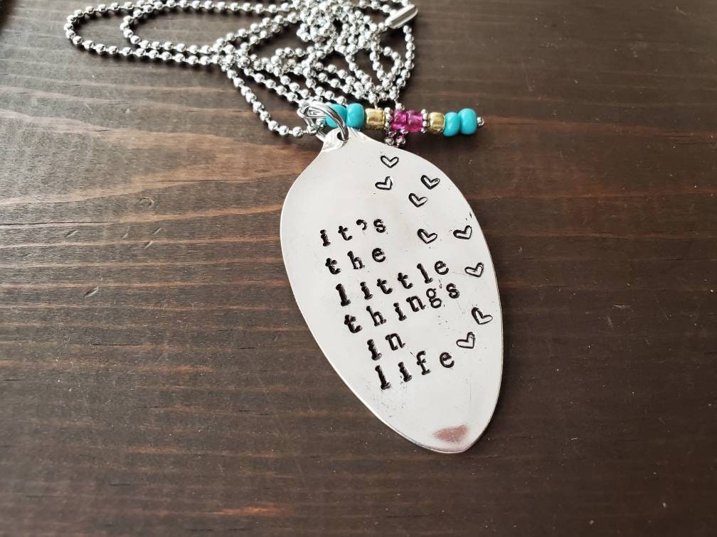 Stamped Spoon, Spoon Jewelry, Silverware Jewelry, Hand Stamped, The Little Things, Spoon Necklace, Pendant, Silver, Handmade Jewelry, Boho