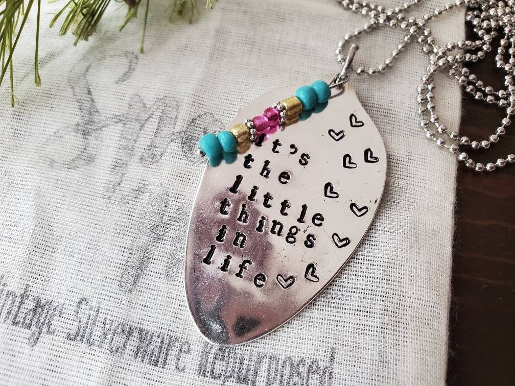 Stamped Spoon, Spoon Jewelry, Silverware Jewelry, Hand Stamped, The Little Things, Spoon Necklace, Pendant, Silver, Handmade Jewelry, Boho