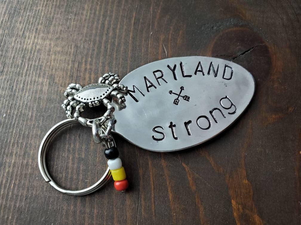 Spoon Key Chain, Maryland Strong, Maryland Girl, Silverware Key Chain, Handmade Gift, Support, Stamped Spoon, Maryland Gift, Spoon Gift
