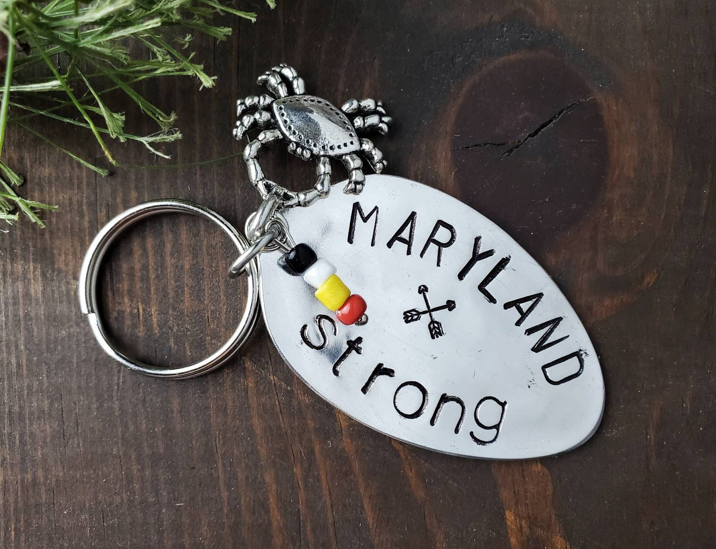 Spoon Key Chain, Maryland Strong, Maryland Girl, Silverware Key Chain, Handmade Gift, Support, Stamped Spoon, Maryland Gift, Spoon Gift