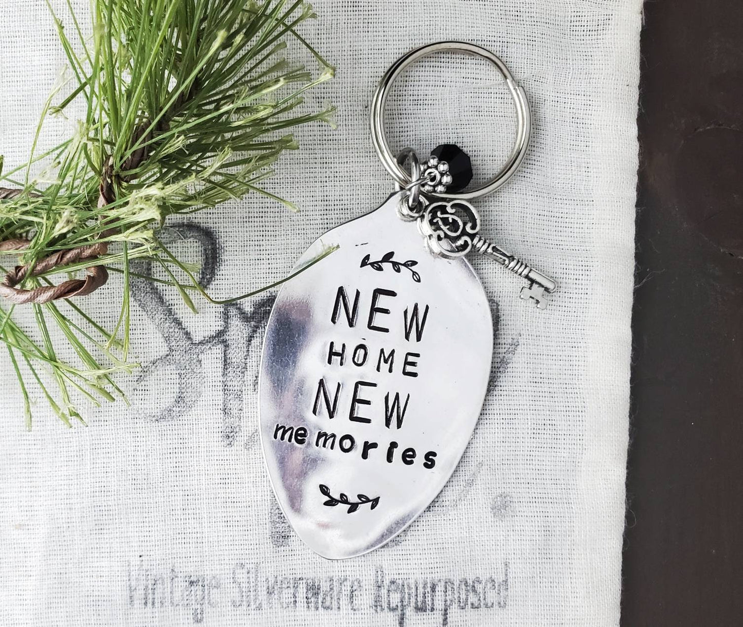 New Home Gift, Custom Spoon Key Chain, Housewarming Gift, Silverware, Stamped Spoon, Handmade Gift, Realtor Gift, Moving Gift, Custom Gift