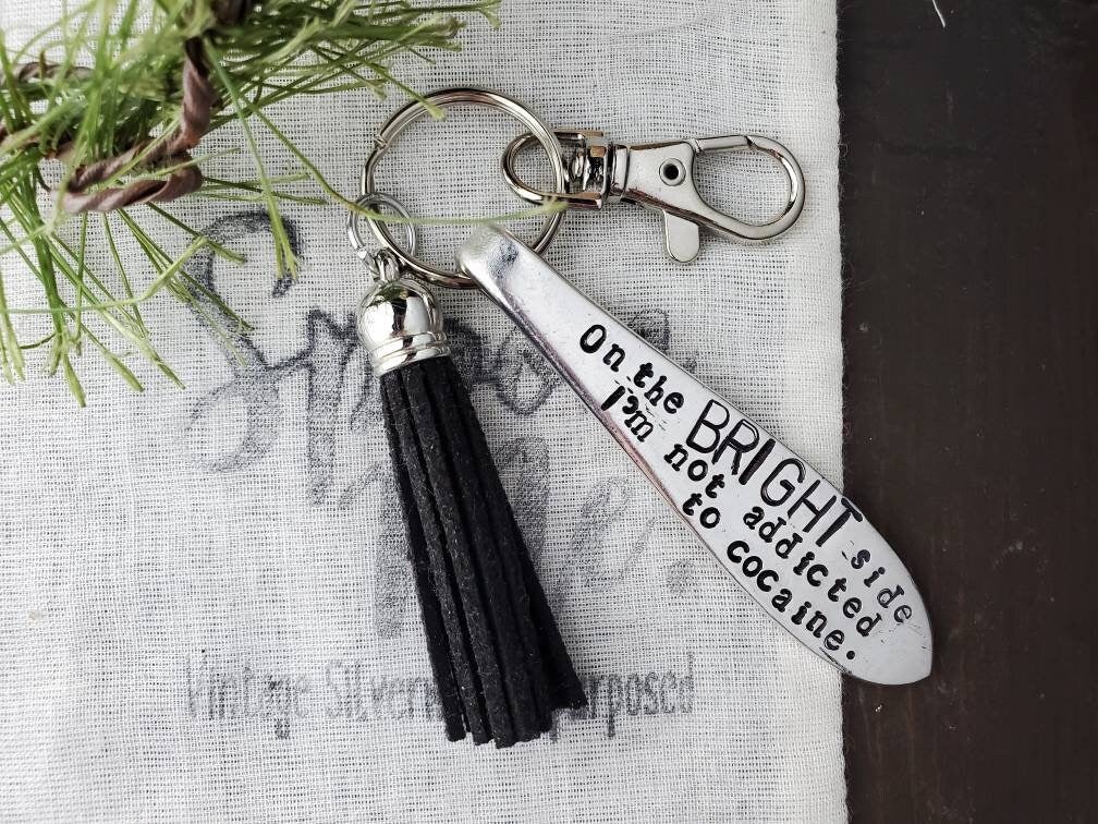 Spoon Key Chain, Stamped Spoon, Funny Key Chain, Upcycled Silverware, Hand Stamped, Handmade Gift, Gifts under 25, Gifts That Inspire