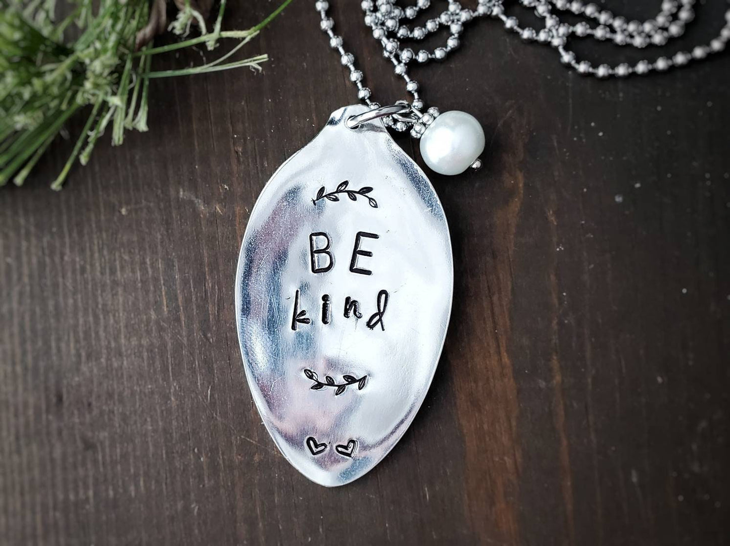 Spoon Jewelry, Silverware Jewelry, Stamped Spoon, Be Kind, Spoon Necklace, Pendant, Silver, Handmade Jewelry, Spoon Pendant, Handmade