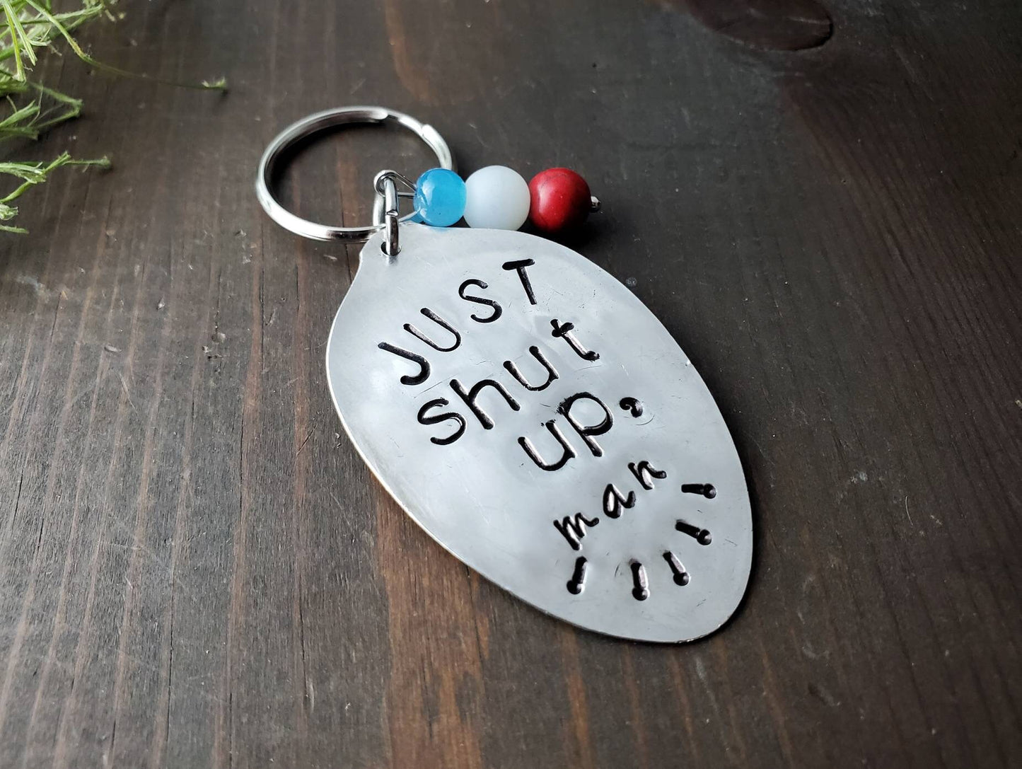 Debate 2020, Just Shut Up Man, Funny, Custom Key Chain, Spoon, Stamped Spoon, Spoon key chain, Handmade Gift, Gifts under 25, Biden Quotes