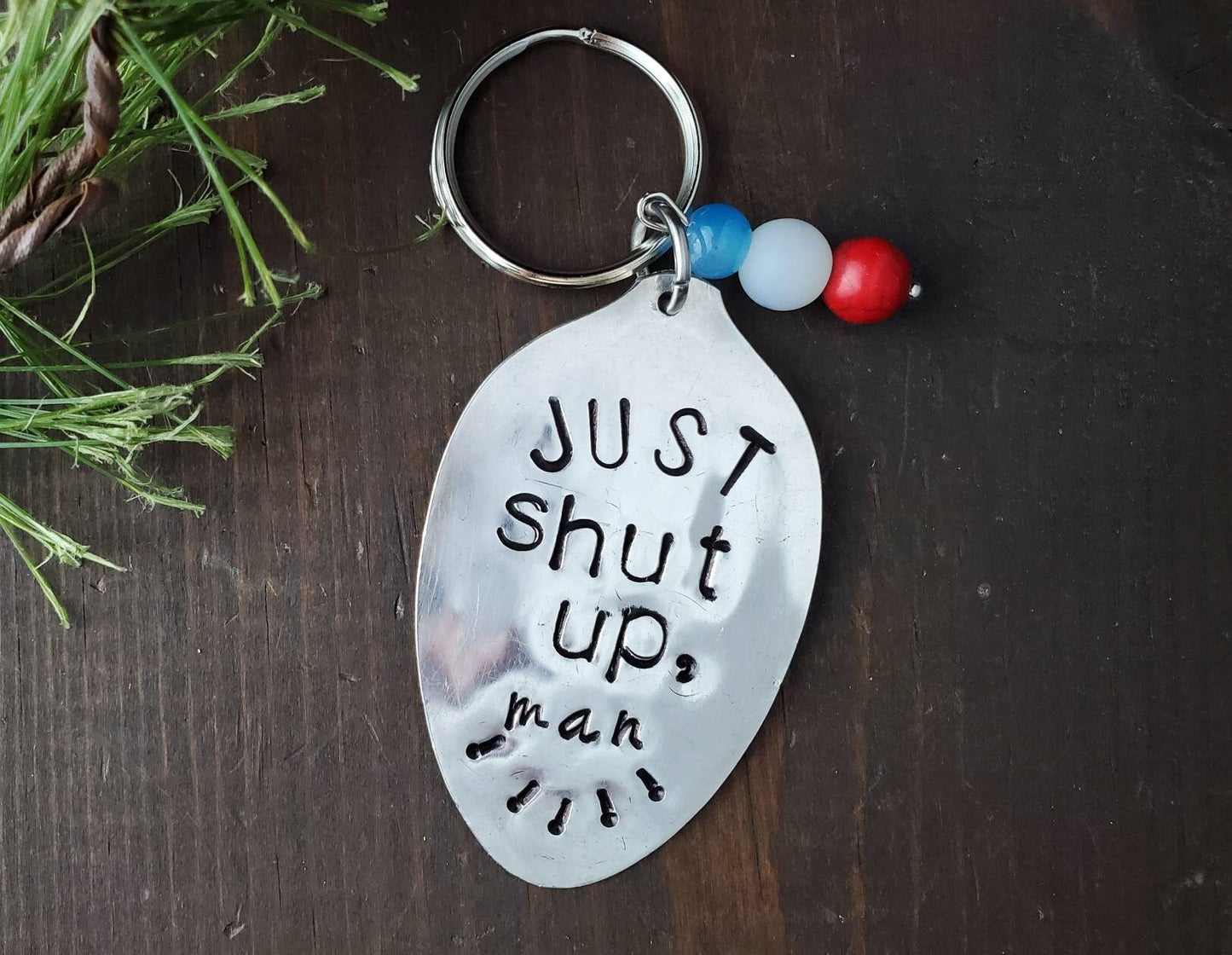 Debate 2020, Just Shut Up Man, Funny, Custom Key Chain, Spoon, Stamped Spoon, Spoon key chain, Handmade Gift, Gifts under 25, Biden Quotes