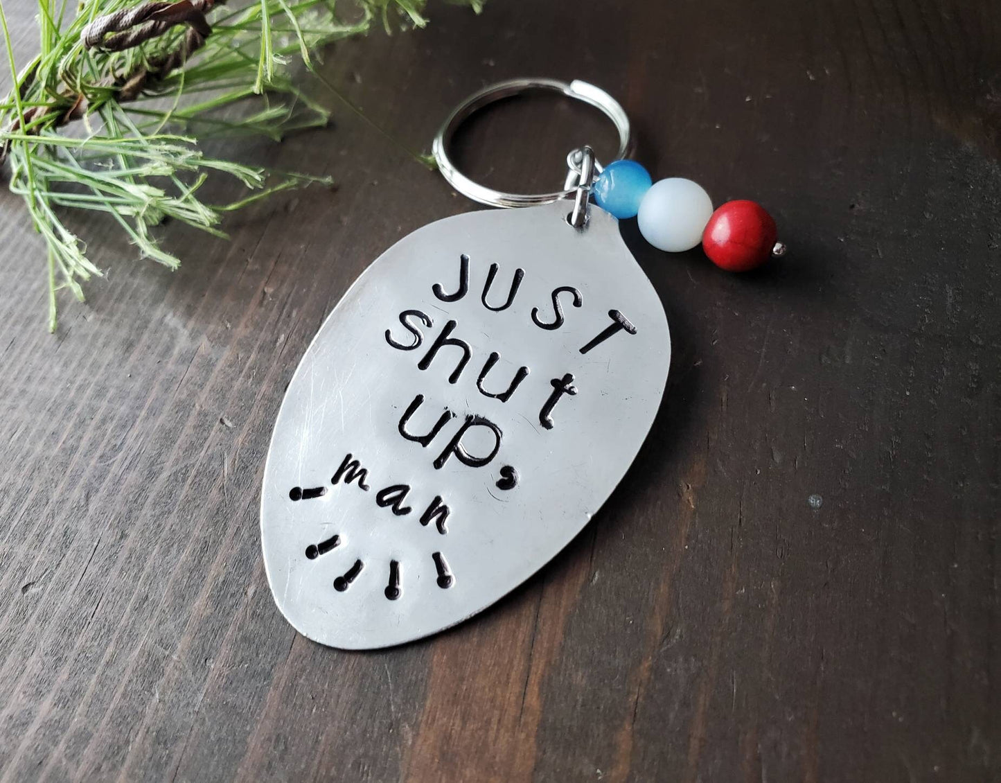 Debate 2020, Just Shut Up Man, Funny, Custom Key Chain, Spoon, Stamped Spoon, Spoon key chain, Handmade Gift, Gifts under 25, Biden Quotes