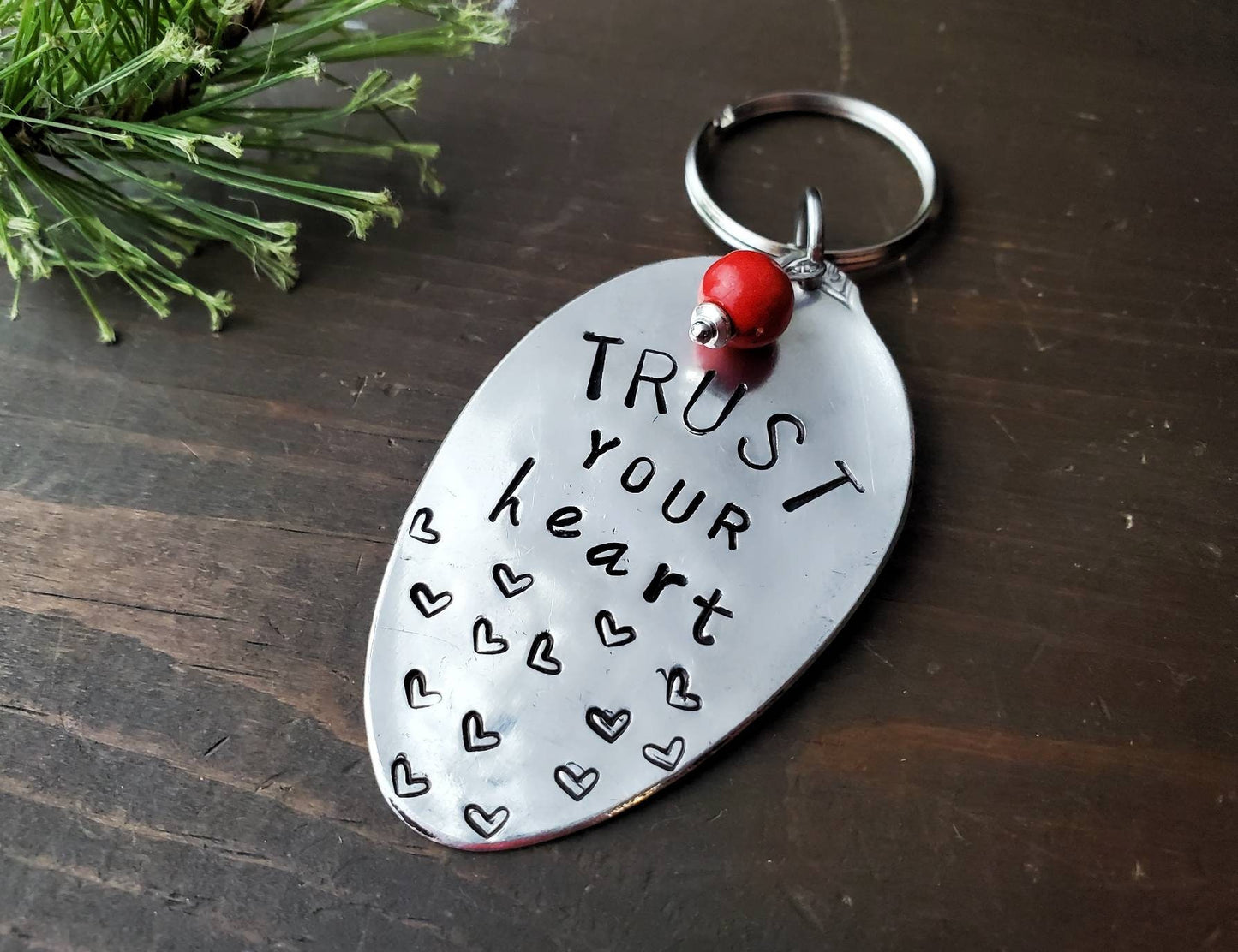 Trust Your Heart, Stamped Spoon, Love Gift, Healthy Heart, Upcycled Silverware, I Love You, Gifts under 25, Spoonie, Heart Key Chain, Love