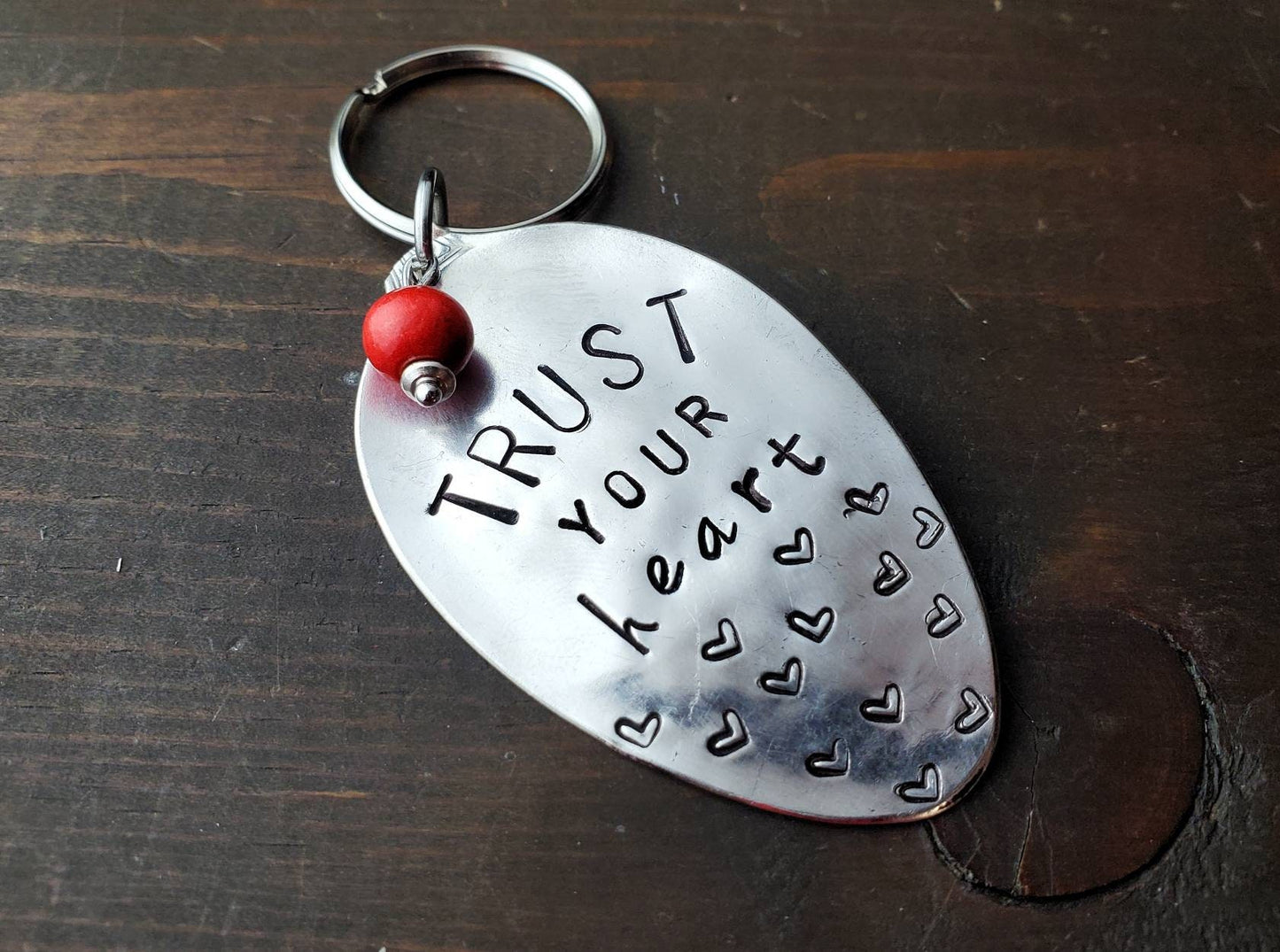 Trust Your Heart, Stamped Spoon, Love Gift, Healthy Heart, Upcycled Silverware, I Love You, Gifts under 25, Spoonie, Heart Key Chain, Love