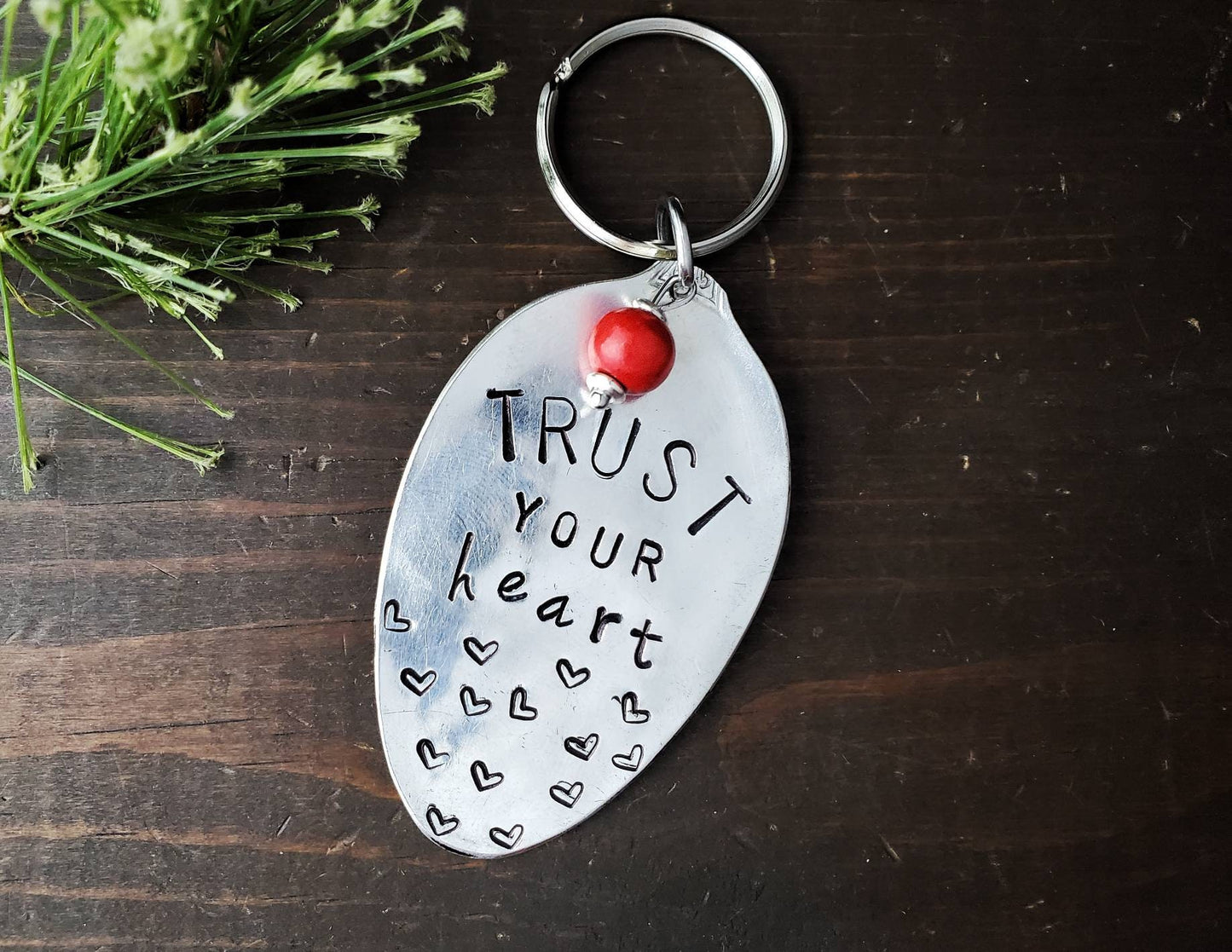 Trust Your Heart, Stamped Spoon, Love Gift, Healthy Heart, Upcycled Silverware, I Love You, Gifts under 25, Spoonie, Heart Key Chain, Love
