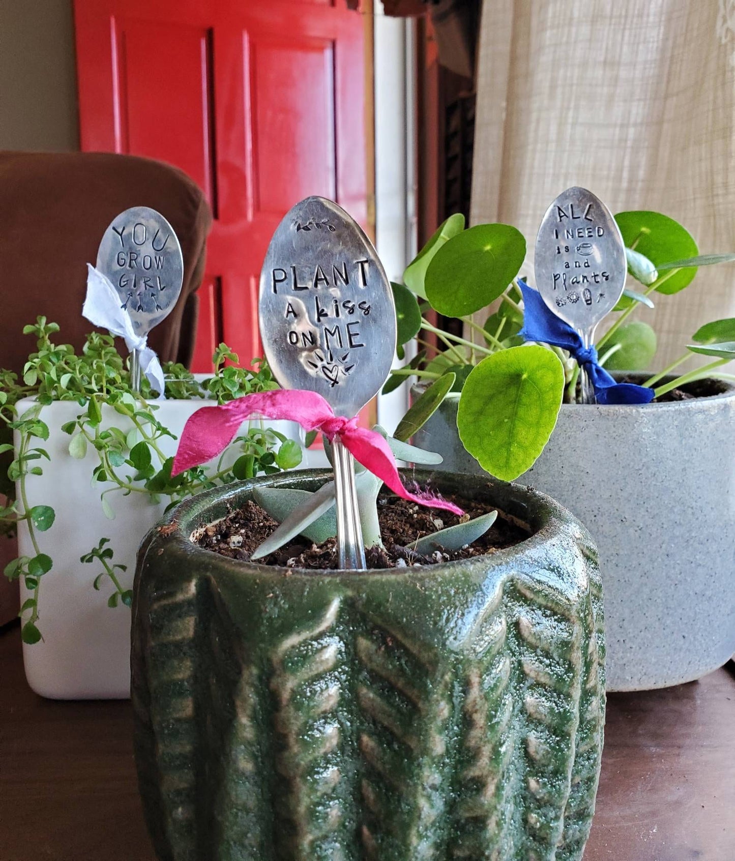 Love Grows Here, Spoon Ladies, SpoonMeMaryland, Garden Gift, Stamped Spoon, Garden Decor, Funny Planter, Flower Child, Plant Lover