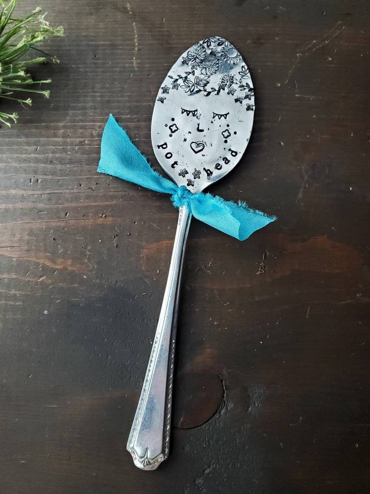 Plant Marker, Pot Head, Plantaholic, Funny Garden Gift, Stamped Spoon, Garden Gift, Funny Planter, Plant Gift, Plant Lover
