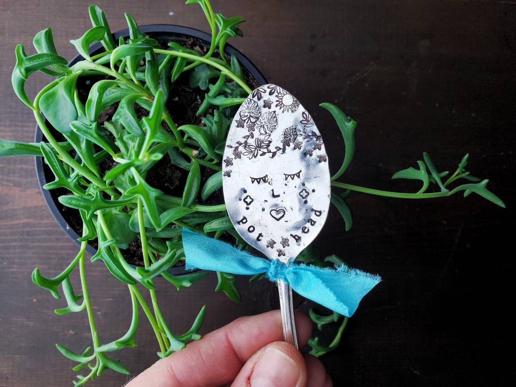 Plant Marker, Pot Head, Plantaholic, Funny Garden Gift, Stamped Spoon, Garden Gift, Funny Planter, Plant Gift, Plant Lover