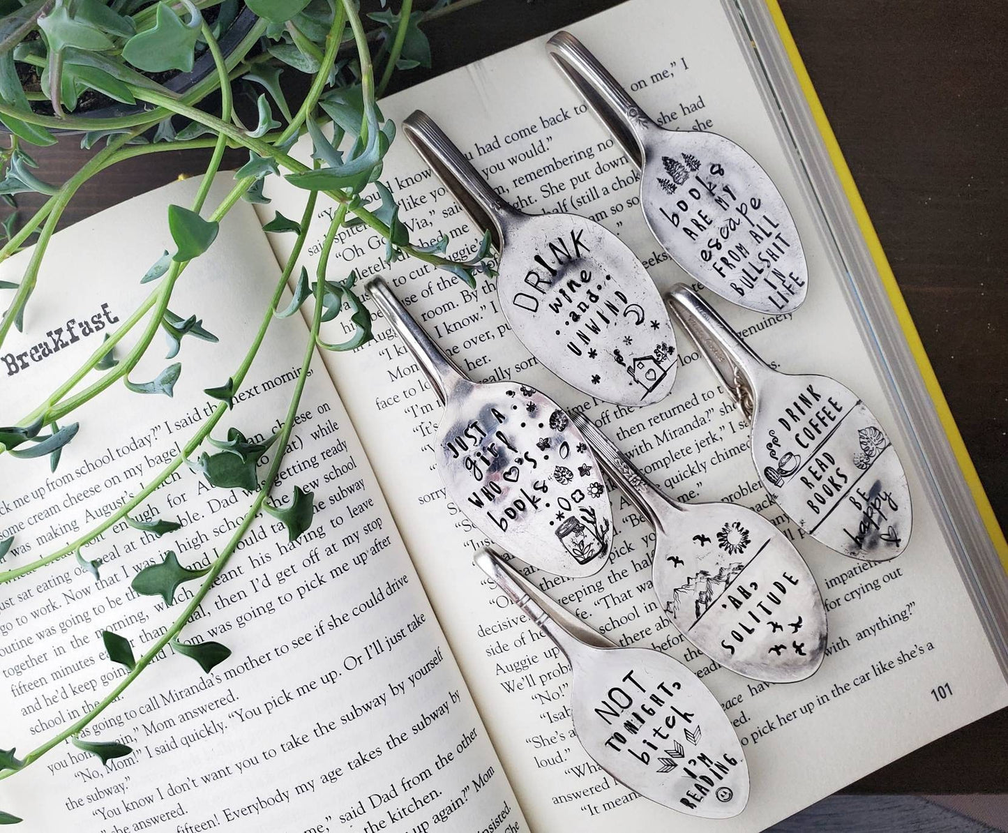 Not Tonight, B*tch, I'm Reading, Spoon Bookmark, Vintage Spoon, Stamped Spoon, Repurposed, Book Lover Gift, Gift for Readers, Book Quotes
