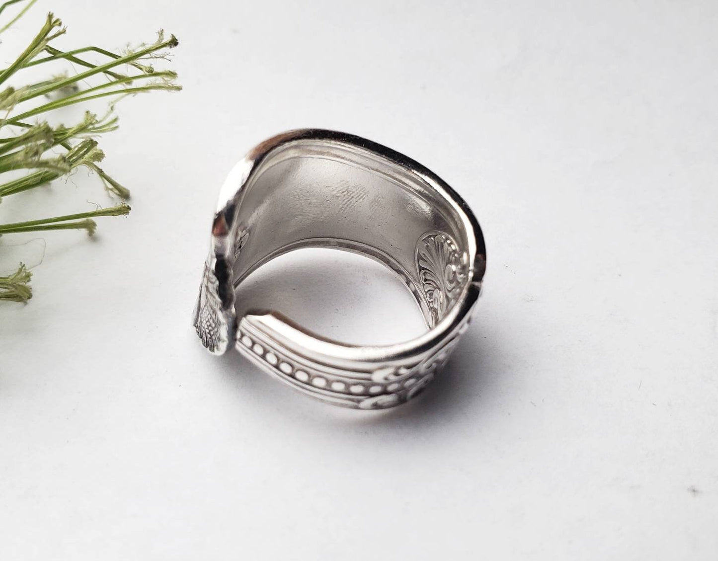 Spoon Ring, Size 7.5, Silverware Jewelry, Vintage Spoon Ring, Boho Ring, Silver Spoon Ring, Floral Ring, Gifts for Her