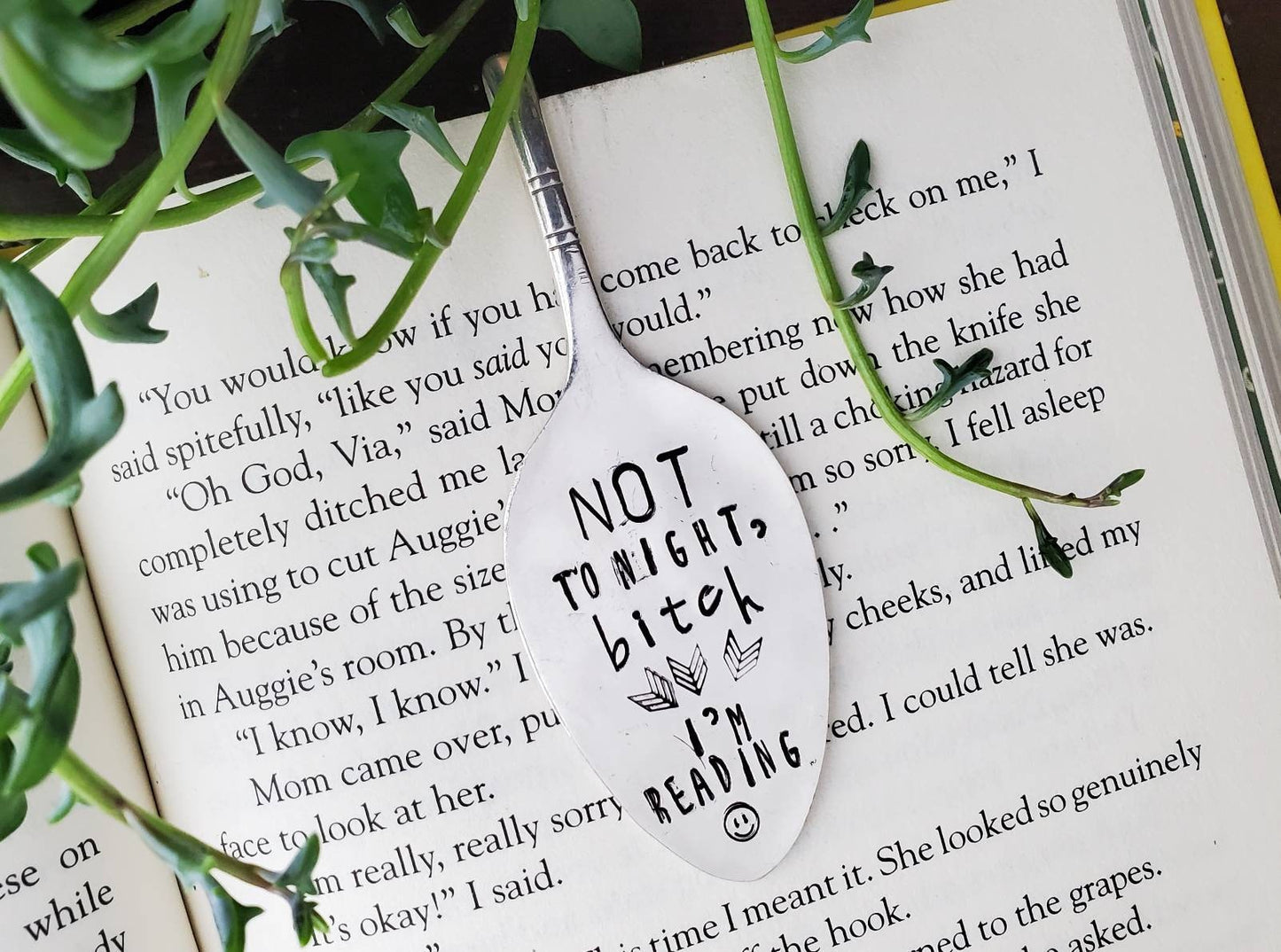 Not Tonight, B*tch, I'm Reading, Spoon Bookmark, Vintage Spoon, Stamped Spoon, Repurposed, Book Lover Gift, Gift for Readers, Book Quotes