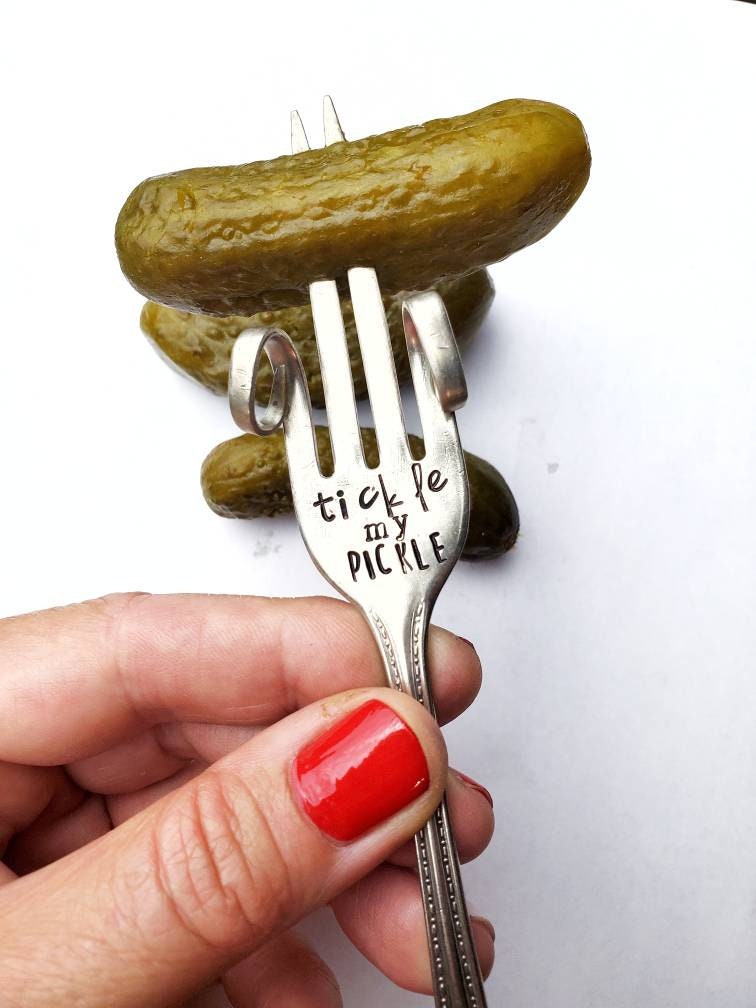 Pickle Fork, Custom Gift, Funny, Stamped Fork, Vintage, Pick Me, Dill With It, Big Dill, Hostess Gift, Poke My Pickle, Fork Silverware