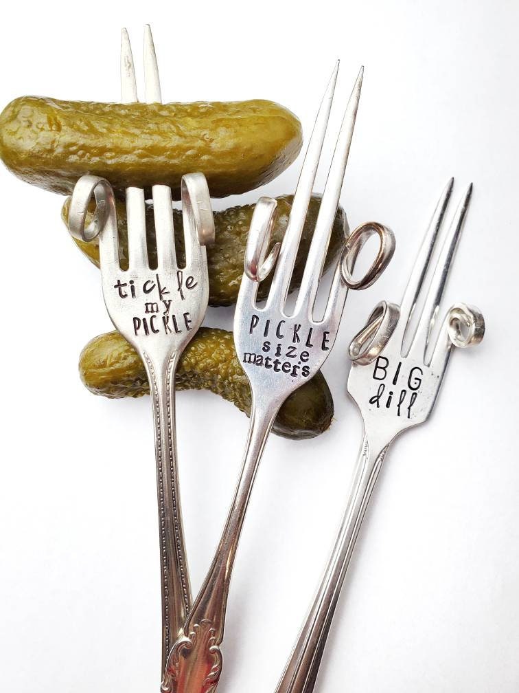 Pickle Fork, Custom Gift, Funny, Stamped Fork, Vintage, Pick Me, Dill With It, Big Dill, Hostess Gift, Poke My Pickle, Fork Silverware