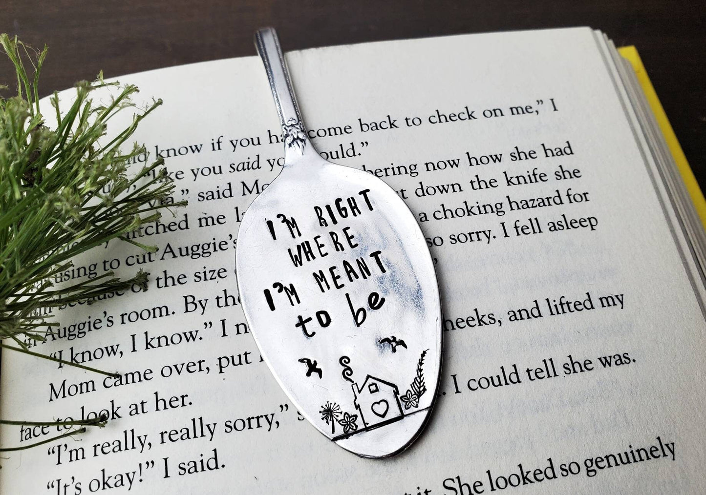 Book Worm, Spoon Bookmark, Vintage Spoon, Stamped Spoon, Repurposed, Book Lover Gift, Gift for Readers, Book Quotes, Meant To Be