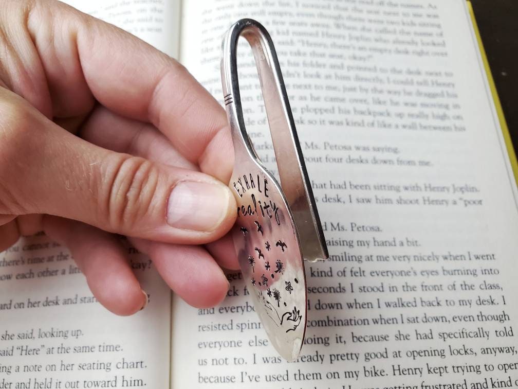 Exhale Reality, Book Worm, Spoon Bookmark, Vintage Spoon, Stamped Spoon, Repurposed, Book Lover Gift, Gift for Readers, Book Quotes