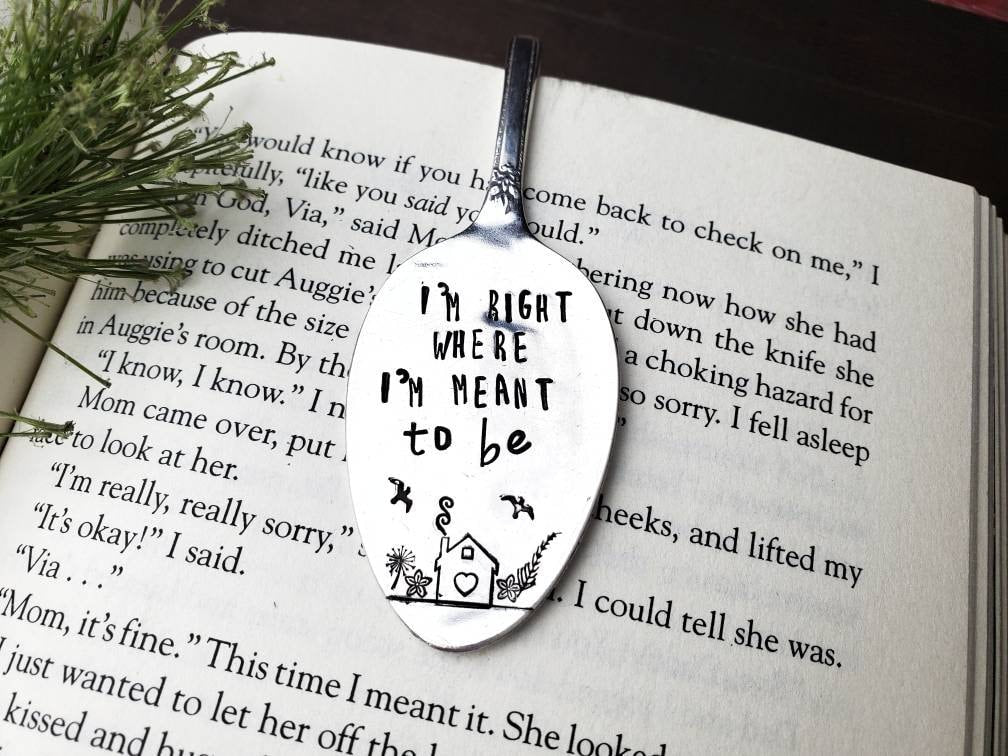 Book Worm, Spoon Bookmark, Vintage Spoon, Stamped Spoon, Repurposed, Book Lover Gift, Gift for Readers, Book Quotes, Meant To Be