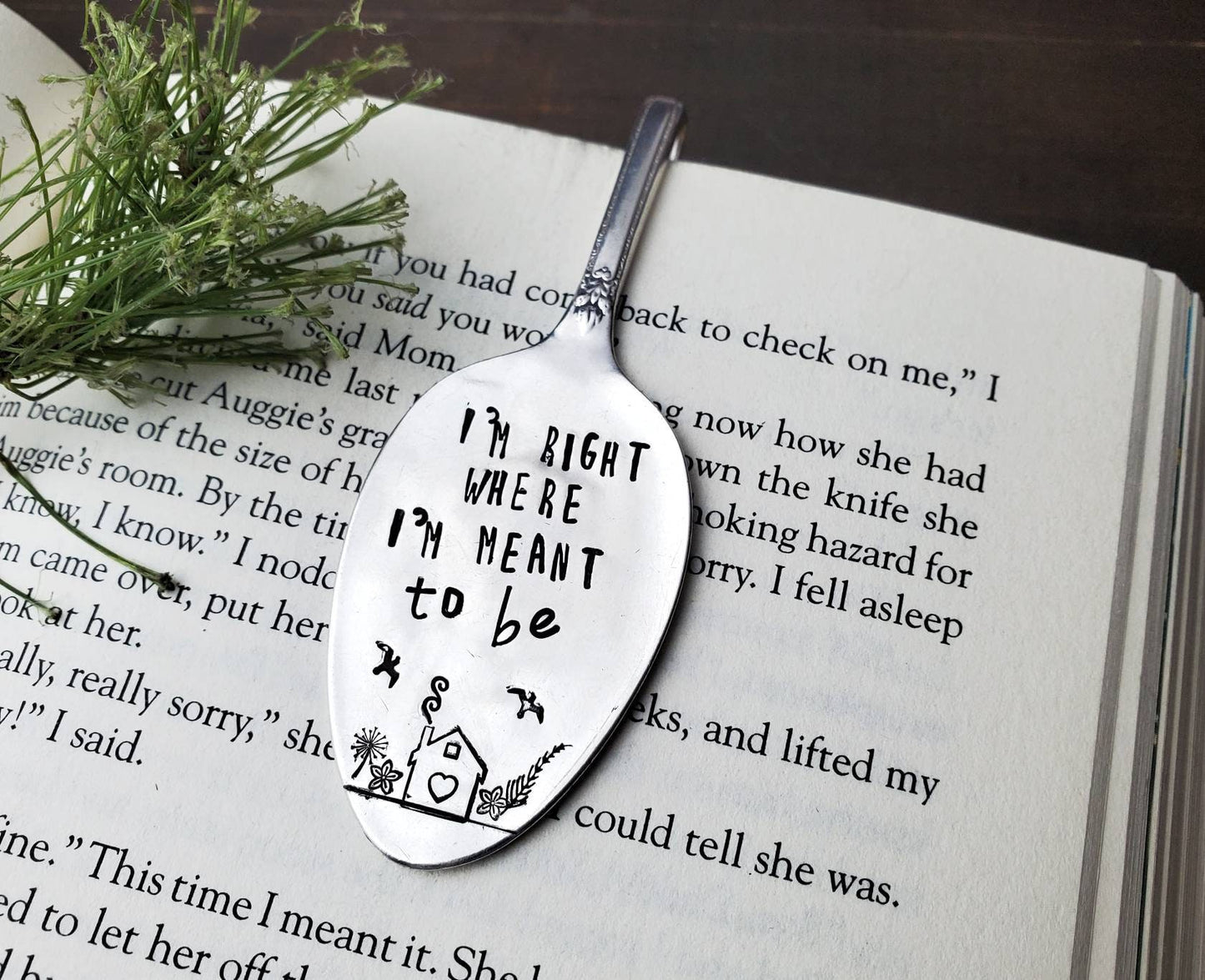 Book Worm, Spoon Bookmark, Vintage Spoon, Stamped Spoon, Repurposed, Book Lover Gift, Gift for Readers, Book Quotes, Meant To Be