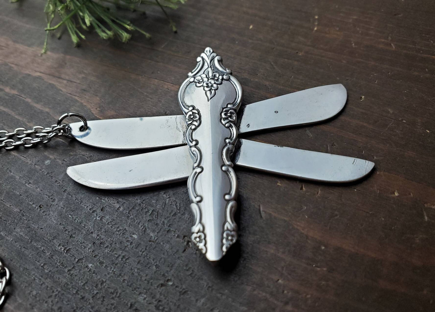 Silverware Jewelry, Dragonfly Necklace, Vintage, Spoonie, Choker, Repurposed, Gifts for Her, Statement Jewelry, Spoon Jewelry