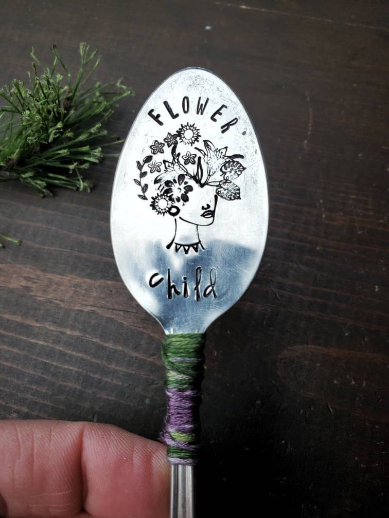 Love Grows Here, Spoon Ladies, SpoonMeMaryland, Garden Gift, Stamped Spoon, Garden Decor, Funny Planter, Flower Child, Plant Lover