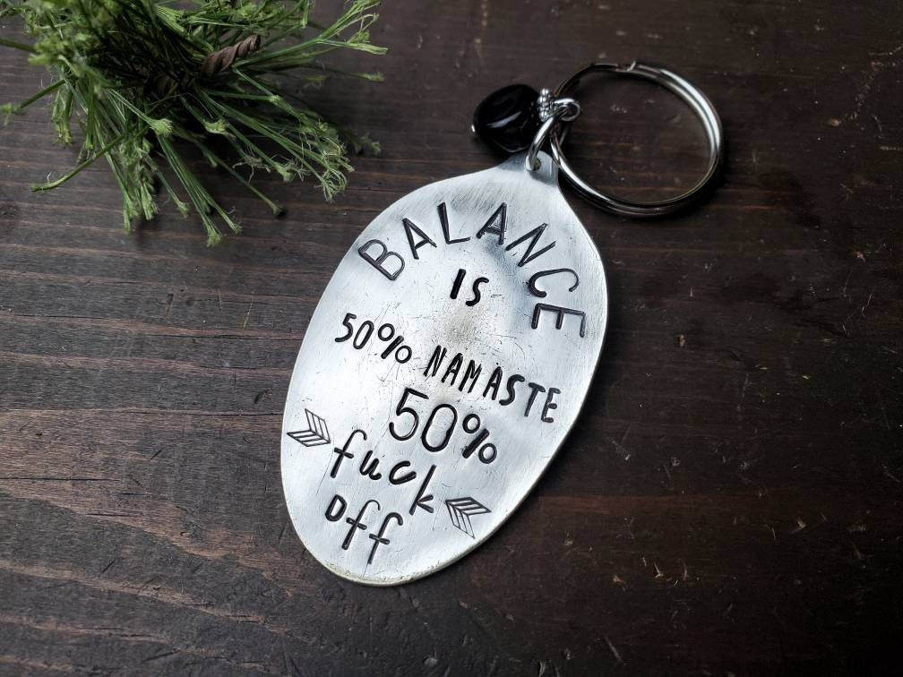 Namaste, Stamped Spoon, Balance, Funny, Boss Babe, Strong, Custom Gift Silverware, Hand Stamped, Handmade Gift, Spoon Me Maryland