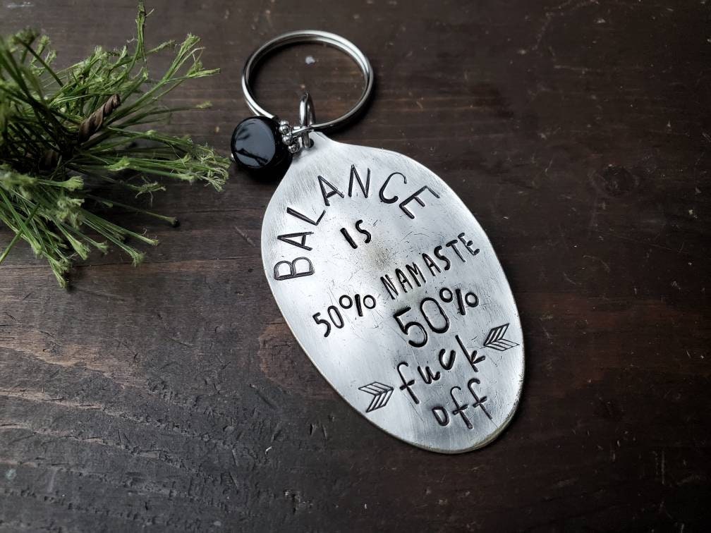 Namaste, Stamped Spoon, Balance, Funny, Boss Babe, Strong, Custom Gift Silverware, Hand Stamped, Handmade Gift, Spoon Me Maryland