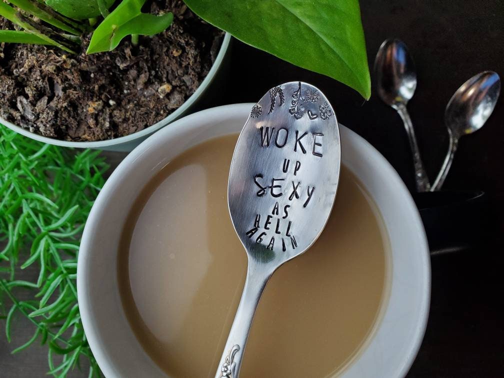 Coffee Spoon, Stamped Spoon, Tea Spoon, Funny Coffee Gift, Spoon Me Maryland, Woke Up Sexy As Hell, Birthday, Co-Worker Gift, Coffee Lover