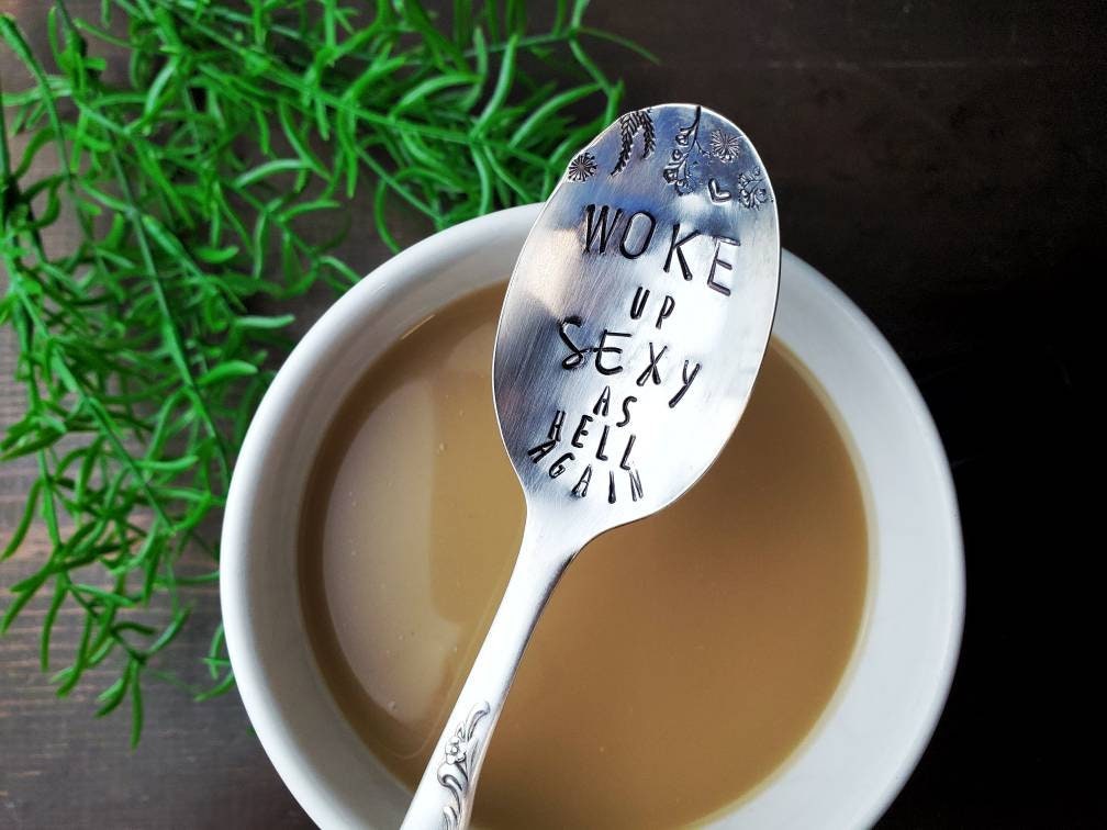 Coffee Spoon, Stamped Spoon, Tea Spoon, Funny Coffee Gift, Spoon Me Maryland, Woke Up Sexy As Hell, Birthday, Co-Worker Gift, Coffee Lover