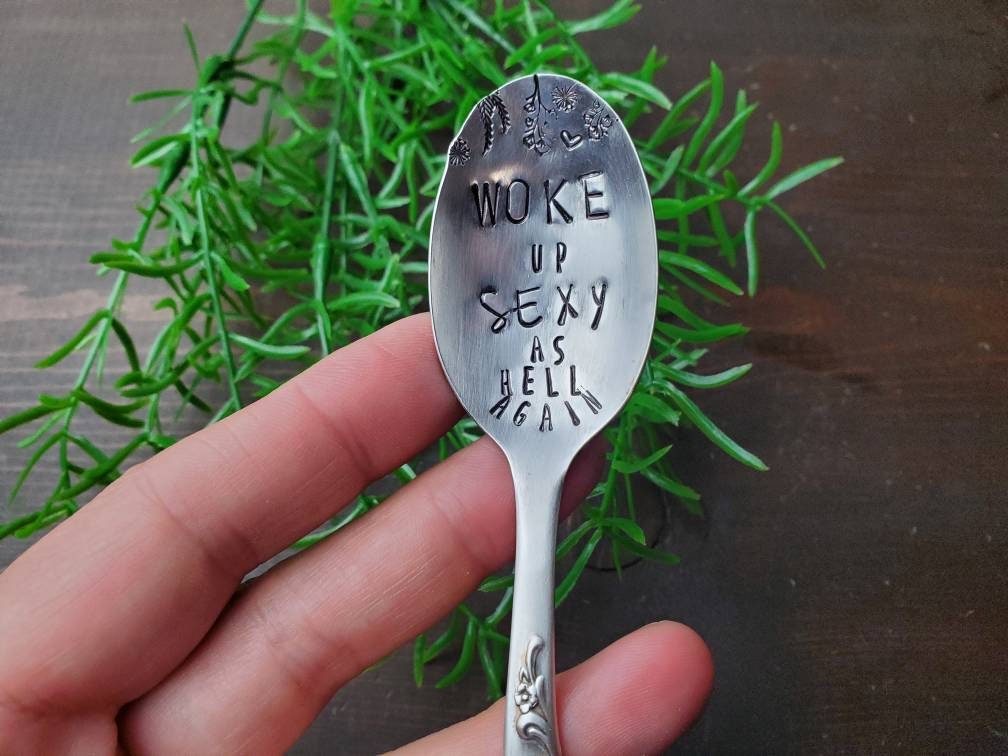 Coffee Spoon, Stamped Spoon, Tea Spoon, Funny Coffee Gift, Spoon Me Maryland, Woke Up Sexy As Hell, Birthday, Co-Worker Gift, Coffee Lover