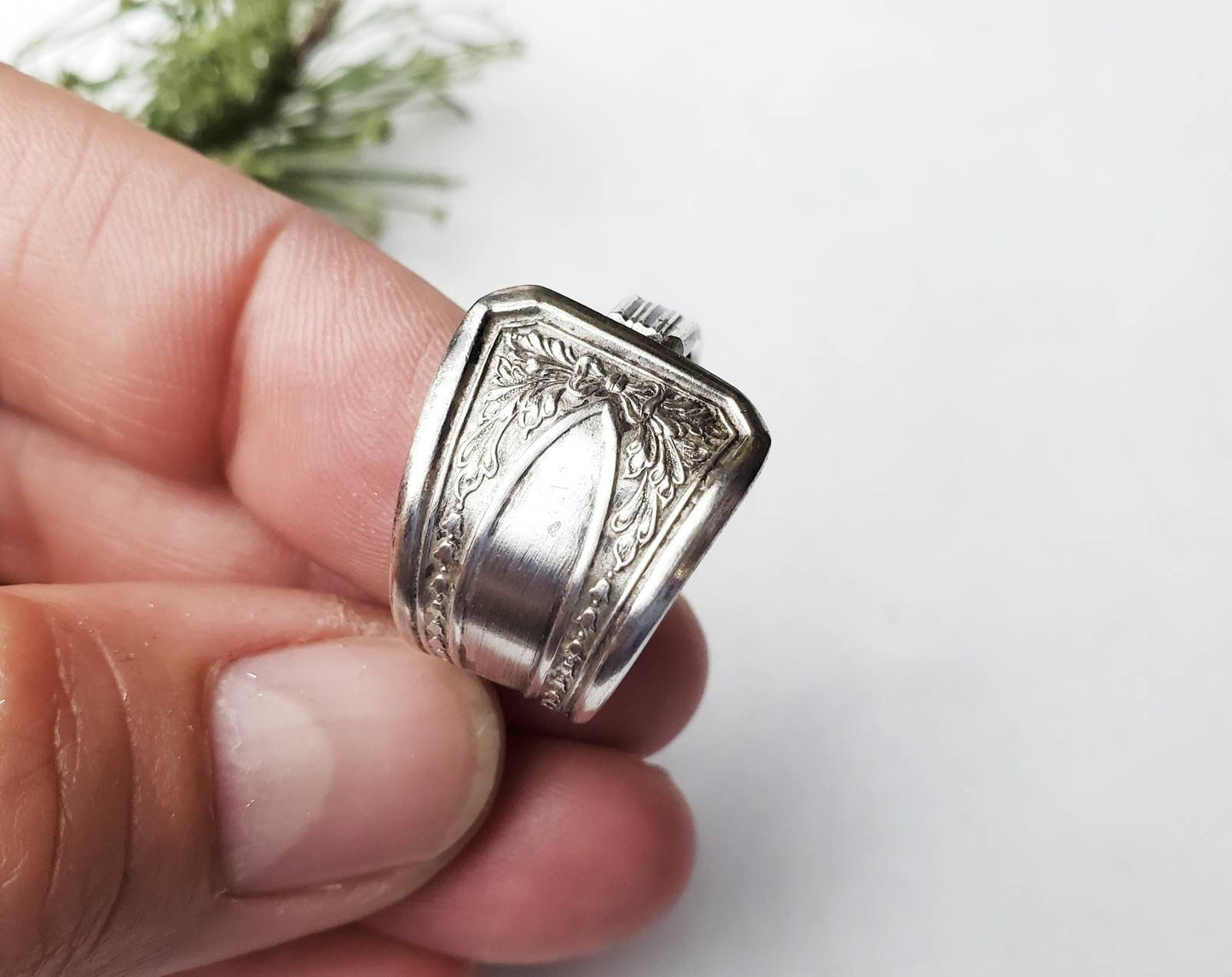 Spoon Ring, Size 10, Silverware Jewelry, Vintage Spoon Ring, Boho Ring, Silver Spoon Ring, Floral Ring, Gifts for Her