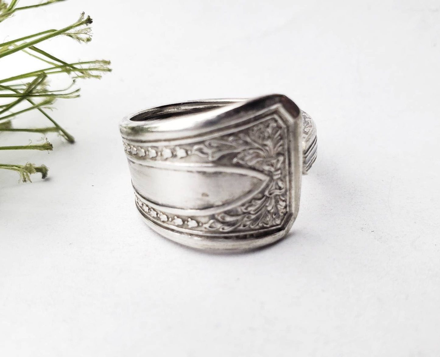 Spoon Ring, Size 10, Silverware Jewelry, Vintage Spoon Ring, Boho Ring, Silver Spoon Ring, Floral Ring, Gifts for Her