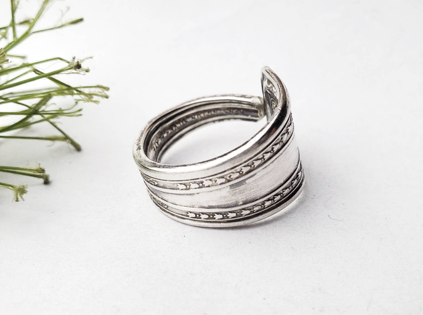 Spoon Ring, Size 10, Silverware Jewelry, Vintage Spoon Ring, Boho Ring, Silver Spoon Ring, Floral Ring, Gifts for Her