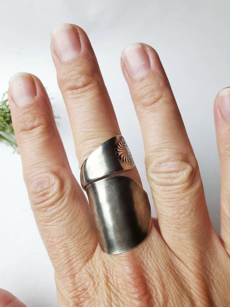 Spoon Ring, Size 10, Silverware Jewelry, Vintage Spoon Ring, Boho Ring, Silver Spoon Ring, Floral Ring, Spoon Me Maryland, Gifts for Her