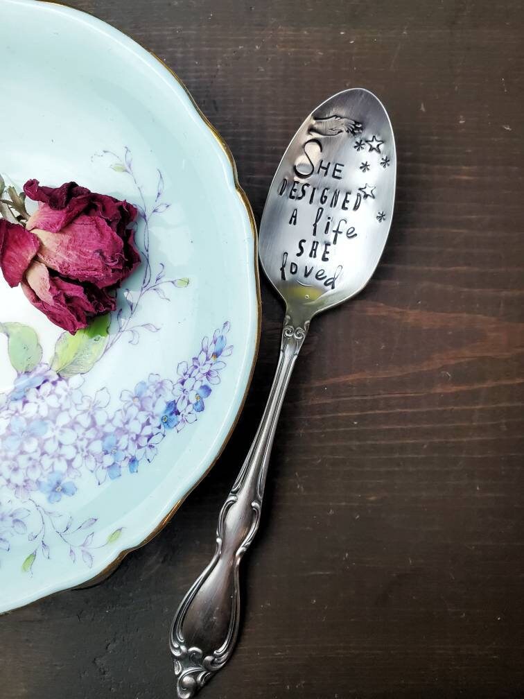 She Designed A Life She Loved , Coffee Spoon, Stamped Spoon, Tea Spoon, Spoon Me Maryland, Best Friend Gift, Silverware, Just Because