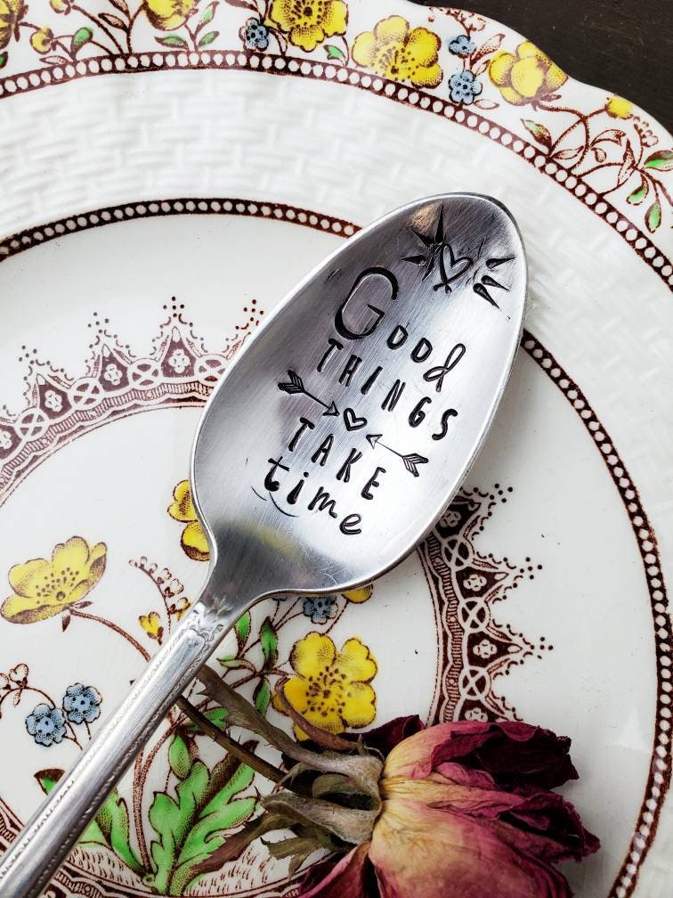 Good Things Take Time, Coffee Spoon, Stamped Spoon, Tea Spoon, Spoon Me Maryland, Birthday, Inspiring Gifts, Silverware, Coffee Gift