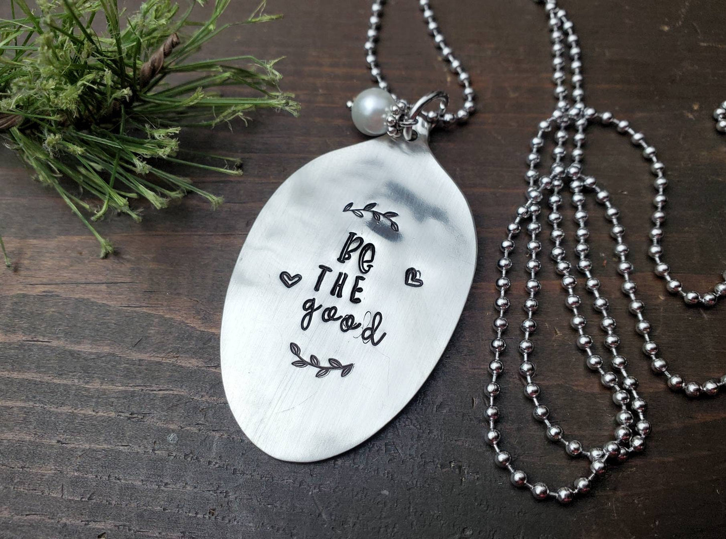 Be The Good, Spoon Jewelry, Spoon Gifts, Spoon Necklace, Hand Stamped Necklace, Pendant, Gifts For Her, Handmade Jewelry, Inspring Gift