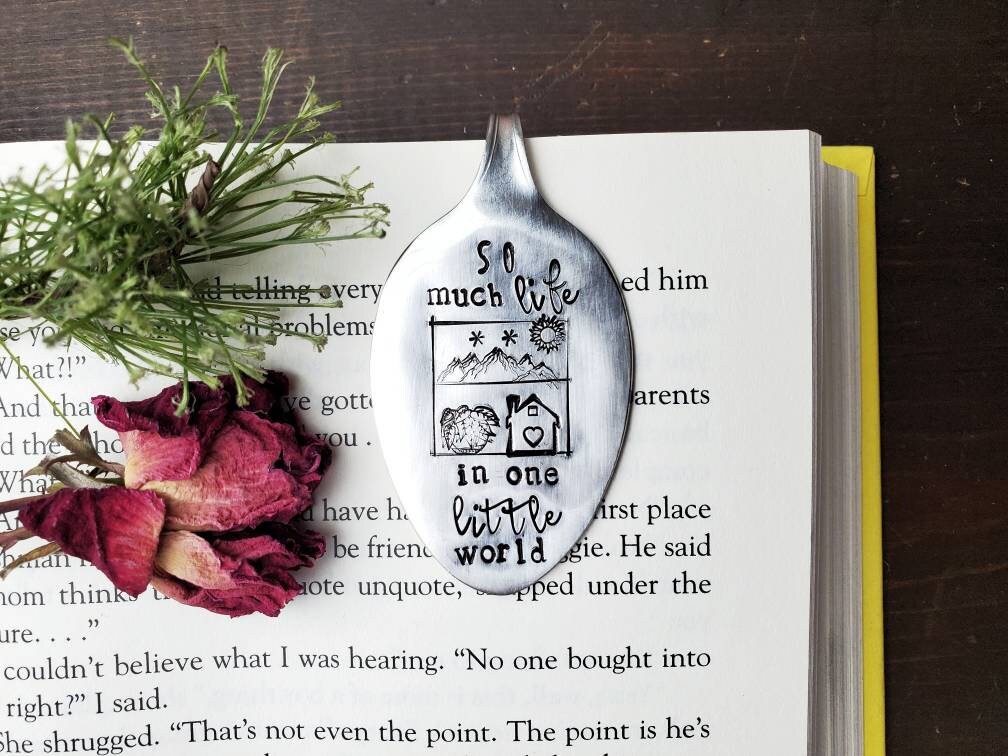 SO Much Life, Spoon Bookmark, Reader Gift, Stamped Spoon, Repurposed, Book Club Gift, Wine Gift, Gift for Reader, Stocking Stuffer, Bookworm